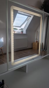 Schminktisch mit LED-Spiegel, mit 3 Spiegeln, 9 Schubladen, Schminktische, Frisiertisch mit 5 Regale, Weiß, MDF, 110 × 50 × 138 cm Kunden-Foto 4