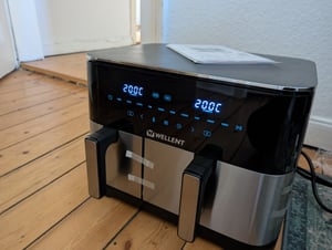 WELLENT XXL Heißluftfritteuse 11L Dual Zone, Airfryer 2600W mit 2 Körben, 10 Programme,LED Touch – 80-200°C – Spülmaschinenfest – Ohne PFAS Kunden-Foto 5