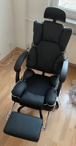Gaming-Stuhl mit Ventilator, Bürostuhl, Luftkühler und Kühlung – Belüfteter Kühlsitz, mit Liegefunktion,  sanfte Vibrationsmassage, Schwarz Kunden-Foto 38