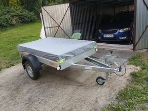 Plachta na príves Plochá plachta 214 cm x 122 cm x 13 cm, plachta na príves (sivá), odolný kryt na príves pre prívesy nákladných automobilov Fotografia od zákazníka č. 1