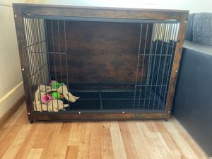 WISFOR Hundekäfig mit 2 Türen, Hundebox Hundehaus mit Tischoberfläche, Transportbox Drahtkäfig, Hundekiste Beistelltisch, 97,5 x 59 x 75,7 cm Kunden-Foto 1