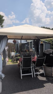 DEGAMO Pavillondach Dachplane Ersatzdach für Metall- und Alupavillon 3x3 Meter dunkelgrün, wasserdicht PVC-beschichtet Kunden-Foto 2