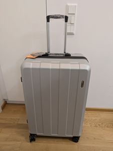 Set de valises rigides Trolleyset (M, L, XL) Valises à roulettes, valises de voyage Bagages à main 4 roulettes, matériau ABS, cadenas TSA Bleu clair Photo du client 5