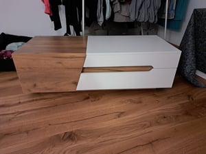 Tavolino da salotto Merax con spazio di archiviazione nascosto e cassetti,
Tavolino con piano allungabile, Tavolino da salotto allungabile, 120cm Foto del cliente 1
