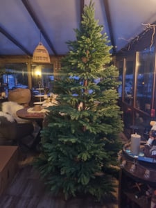 Valle Verde Premium Weihnachtsbaum 180 cm 100% PE Nadeln, Spritzguss, künstlich - inkl. Holzständer und Aufbewahrungstasche - Naturgetreuer Tannenbaum Kunden-Foto 1