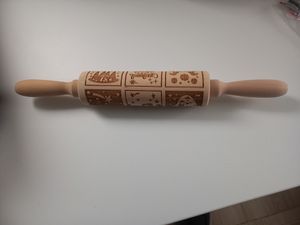 Weihnachts Nudelholz,Teigroller mit Muster, 3D Motiv Geprägt Nudelholz, Weihnachten Hölzern DIY Präge Nudelholz für Hausgemachtes Bäck Gebäck Cookie Kunden-Foto 1