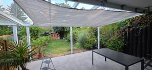 Trade-Shop Sonnensegel / Sonnenschutz / Sonnendach 3x5m HDPE hellgrau rechteckig UV-Schutz wasserdurchlässig reißfest / mit Spannseilen Kunden-Foto 2