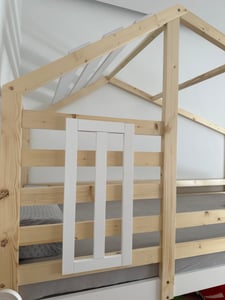Łóżko piętrowe Flieks 90x200 / 140x200cm z zabezpieczeniem przed wypadnięciem, łóżko dziecięce z oknem, łóżko na poddaszu ze schodami, drewniane łóżko piętrowe dla 2 dzieci, kolor drewna Zdjęcie produktu od klienta nr 4