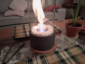 Kominek stołowy ACXIN z ozdobnymi kamieniami, kominek stołowy ze stali nierdzewnej na bioetanol do wnętrz na zewnątrz, kominek stołowy na balkon w salonie Zdjęcie produktu od klienta nr 2