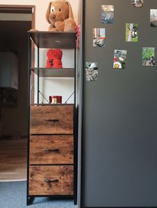 COSTWAY Standregal Bücherregal Aufbewahrungsschrank mit 3 offenen Regalen und 3 Schubladen, Kommode Holz für Wohnzimmer, Arbeitszimmer 43x39x156cm Kunden-Foto 1