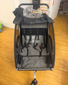KESSER® Przyczepka rowerowa dla dzieci Sport-RX 2w1, możliwość użycia jako wózek, przednie koło obrotowe o 360°, dla 1-2 dzieci Zdjęcie produktu od klienta nr 6