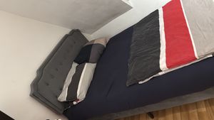 Yaheetech Polsterbett mit höhenverstellbarem Kopfteil Doppelbett 140×200cm Stoffbett Jugendbett Gepolstertes Bett Bettrahmen mit Lattenrost Hellgrau Kunden-Foto 7