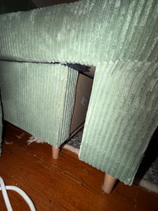 Couch FIREZE mit Schlaffunktion - ausziehbares Sofa mit Bettkasten - Dunkelblau, Blau Kunden-Foto 1