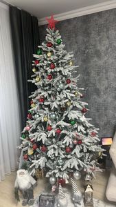 Yorbay 210cm Künstlicher Weihnachtsbaum  Tannenbaum mit Beleuchtung Weiß Schneeflocken LED  für Weihnachten-Dekoration Kunden-Foto 20