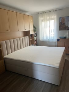 TRADA Boxspringbett 160x200 Palermo mit Bettkästen mit Matratze mit Topper Komplett-Set Polsterbett Bonell H3 Beige Kunden-Foto 1