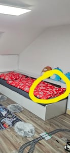 Flieks drevená posteľ pre mladých 90x200cm so zásuvkami, rozkladacia pohovka denné lôžko rozkladacia pohovka s lamelovým roštom, jednolôžková posteľ klasická posteľ, biela Fotografia od zákazníka č. 1