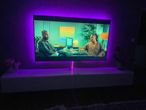SONNI 140x40x30cm weiß Hochglanz holz hängend TV-Schränke, Wandhängend, bodenstehend Niedriger Schrank Kunden-Foto 5