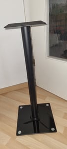 Stojaki na głośniki, zestaw 2 sztuki, metal i szkło, przeznaczone do głośników satelitarnych i głośników surround, maksymalne obciążenie 25 kg na sztukę, wysokość 76,5 cm, model HALTERUNGSPROFI LSTSL4-B Zdjęcie produktu od klienta nr 1