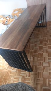 Tribesigns 180 cm Schreibtisch, großer Computertisch PC Tisch Bürotisch mit robustem Metallgestell, Arbeitsstation für Home Office, Braun (ohne Stuhl) Kunden-Foto 1