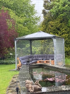 Hollywoodschaukel Auflage, 120x50x50, Glatt-Pik, Gartenbankauflage Sitzkissen Rückenkissen Matratze, Flachs [133] Kunden-Foto 2