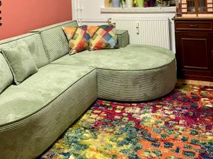 Kaiser Möbel Ecksofa mit runden Abschlüssen aus Cordstoff – MODENA STUDIO, modernes Sofa, Schwarz Links Kunden-Foto 6
