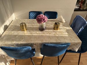Esszimmerstühle LEXI im 2er Set, mit Samtbezug & Metallbeinen, Designerstuhl, Frabe: Royal Blau Kunden-Foto 2