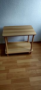 Beistelltisch Holz mit Rollen Schmaler Nachttisch mit 2 Ebenen (für Wohnzimmer Schlafzimmer Balkon 60*40*53cm), Kleine Nachttische Couchtisch Teetisch Kunden-Foto 1