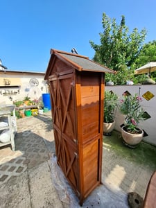 Drevená skrinka na náradie, cca 88 x 45,5 x 168 cm, hnedá Fotografia od zákazníka č. 1
