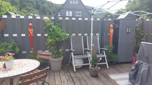 Zaun Hauptelement GroJa DIY-Merano Bausatz ohne Pfosten Querriegel silber 180 x 180 cm grau Kunden-Foto 1