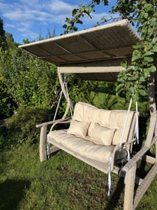 Hollywoodschaukel Auflage, 180x50x50, Glatt, Gartenbankauflage Sitzkissen Rückenkissen Matratze, Flachs [133] Kunden-Foto 1