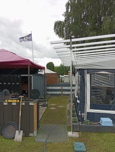 DEGAMO Pavillondach Dachplane Ersatzdach für Metall- und Alupavillon 3x3 Meter dunkelgrün, wasserdicht PVC-beschichtet Kunden-Foto 3