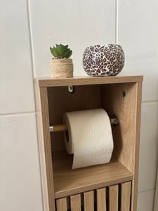 Mueble estrecho de madera para baño de la marca COSTWAY, armario con estantes abiertos y estante interior ajustable, dimensiones: 20 x 19 x 78 cm, color natural Foto del cliente 2