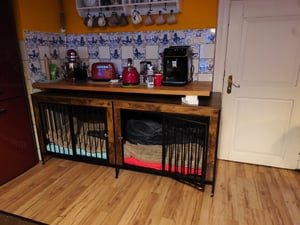 VEVOR nábytok do prepravky pre psa, vhodný pre 2 psy, 1800x600x861 mm, nábytok do dvojitej prepravky pre psa, oceľový rám, dvojitá prepravka pre malé, stredné a veľké psy, biela Fotografia od zákazníka č. 1