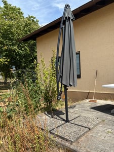 LZQ ALU parasol ogrodowy parasol Ø300cm parasol tarasowy parasol wspornikowy ze stojakiem i korbą do ogrodu, ciemnoszary Zdjęcie produktu od klienta nr 3