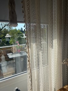 Vintage Boho Blickdicht Vorhänge Baumwolle Leinen Gardinen mit Quasten und Häkeln Stricken für Wohnzimmer Schlafzimmer Landhaus,Beige,150x220cm Kunden-Foto 2