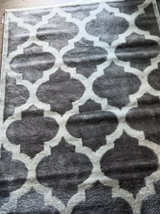 Designer Teppich Marokkanisches Muster Kurzflorteppich Modern Trend Grau Weiß Grösse 80x150 cm Kunden-Foto 3