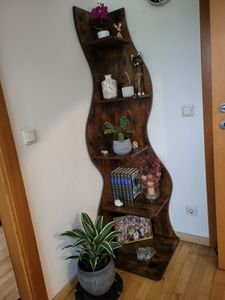 Tribesigns Eckregal, 183 cm hoch, Lagerregal, Bücherregal, Pflanzenständer, Organizer-Einheit, 5 Stufen, Modern, für Zuhause, Büro, Wohnzimmer, Braun Kunden-Foto 2