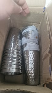 Gobelets en acier inoxydable 500ml Set de 20 gobelets martelés Gobelets en métal Camping Party Photo du client 1