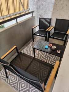 Outsunny Gartenmöbel Set für 4 Personen mit 2er Sofa Stuhl Beistelltisch Schwarz Kunden-Foto 2