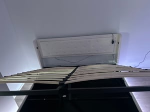 Flieks Polsterbett 160x200cm mit USB & Typ-C, Doppelbett Jugendbett mit LED, Hydraulisches Stauraumbett Boxspringbett mit Lattenrost, PU, Schwarz Kunden-Foto 3