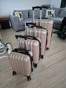 FCH 4 pezzi Set di valigie in ABS con ruote a 360°, grigio scuro, bagaglio a mano Foto del cliente 3