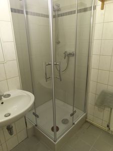 Duschkabine 90x90x185 cm Pendeltür/Scharniertür, Duschabtrennung  Eckdusche Eckeinstieg ESG Kunden-Foto 1