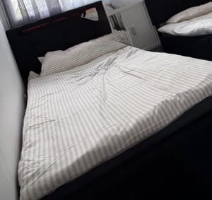 Flieks Łóżko tapicerowane 90x200 cm z rusztem i 2 szufladami, łóżko pojedyncze dla młodzieży z LED i regulowanym zagłówkiem, pościel Zdjęcie produktu od klienta nr 2
