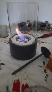 Kominek stołowy ACXIN z ozdobnymi kamieniami, kominek stołowy ze stali nierdzewnej na bioetanol do wnętrz na zewnątrz, kominek stołowy na balkon w salonie Zdjęcie produktu od klienta nr 4