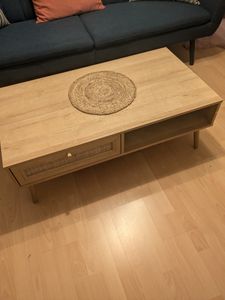 sweeek - Couchtisch mit Rattan-Geflecht 110 x 59 x 39 cm - Dunkles Holz Kunden-Foto 1