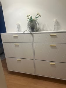 SucceBuy-Schuhschrank mit 3 Klappschubladen, freistehender Schuhschrank für High Heels, Stiefel und Hausschuhe, für den Einsatz im Eingangsbereich und Wohnzimmer Kunden-Foto 1