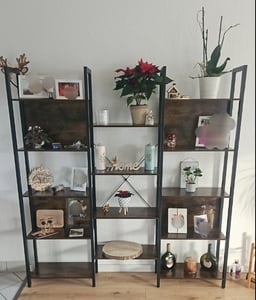 VASAGLE Úložný regál, s 14 policemi, knihovna, industriální design, zlatá dubová barva-bílá Fotografie od zákazníka č. 2