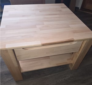 Couchtisch Kernbuche Tisch Massiv  70 x 70 cm mit Schubkasten Wohnzimmer Kunden-Foto 2