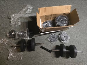 SONGMICS Hantelset, Hanteln mit Verbindungsstahlrohr, 2-in-1-Kurzhantel, 2 x 15 kg, Workout, Fitnesstraining, Gewichtheben für Zuhause Kunden-Foto 5