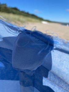 SILUK Strand Windschutz Sichtschutz 12m weiß/blau Kunden-Foto 3